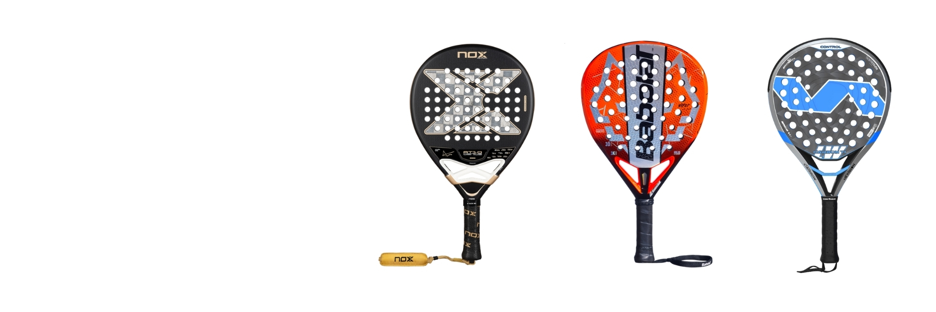 Nox, Babolat and Varlion padel rackets